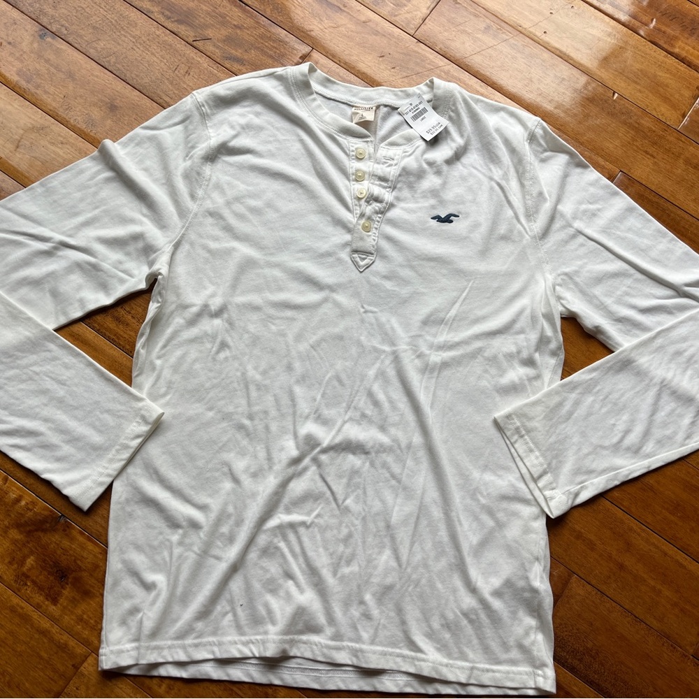 Hollister Men's White Long Sleeve Shirt
